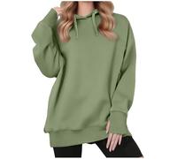 KUIH Hoodies for Women UK Casual Oversized Sweatshirt with Thumb Hole Plain Loose Hooded Pullover Sweater Fleece Lined Top Autumn Winter Jumper Ladies Longline Hoody Warm Tops Plus Size Green
