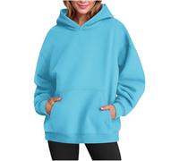 KUIH Hoodies for Women UK Plus Size Ladies Plain Fleece Sweatshirt Oversize Sweatshirts with Hood Essential Pullover Tops Loose Casual Jumper Sweater with Pockets Autumn Winter Tops Outerwear