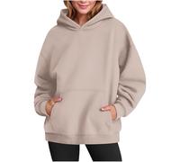 KUIH Hoodies for Women UK Plus Size Ladies Plain Fleece Sweatshirt Oversize Sweatshirts with Hood Essential Pullover Tops Loose Casual Jumper Sweater with Pockets Autumn Winter Tops Outerwear