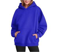 KUIH Hoodies for Women UK Plus Size Ladies Plain Fleece Sweatshirt Oversize Sweatshirts with Hood Essential Pullover Tops Loose Casual Jumper Sweater with Pockets Autumn Winter Tops Outerwear