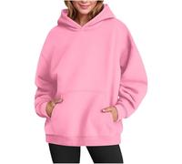 KUIH Hoodies for Women UK Plus Size Ladies Plain Fleece Sweatshirt Oversize Sweatshirts with Hood Essential Pullover Tops Loose Casual Jumper Sweater with Pockets Autumn Winter Tops Outerwear
