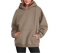 KUIH Hoodies for Women UK Plus Size Ladies Plain Fleece Sweatshirt Oversize Sweatshirts with Hood Essential Pullover Tops Loose Casual Jumper Sweater with Pockets Autumn Winter Tops Outerwear