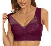 KUIH Ladies Bra Non Wired Women Lace Bra Comfort Bras Bralette Tank Top Small Breasts Gathered Non-marking Bra Underwear Anti Sagging Breast Bra UK Plus Size Underwire Sports Bras Yoga Bra