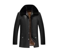 KUIH Leather Jackets for Men Waterproof Fleece Lined Jacket Windbreaker Thermal Warm Winter Coat Faux Leather Outerwear Motorcycle Bomber Flying Jacket Full Zip Smart Casual Jackets for Men UK