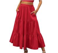 KUIH Long Skirts for Women UK Chiffon Summer Maxi Skirt Elasticated Waist Ladies Tiered A Line Skirts for Beach, Party, Holiday