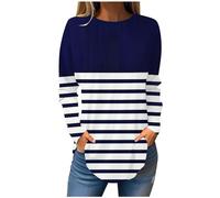 KUIH Lonng Sleeve Tops Women Cotton Crew Neck Sweatshirt Ladies Solid Casual Pullover Sweat Top Dressy Curved Hem Jumper Ladies Tunic Tops Lightweight Sweatshirts Spring Autumn T Shirts Sweaters