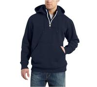 KUIH Men's 1/4 Zip Hoodie Pullover Sweater Oversized Fleece Lined Sweatshirt Casual Jumper Hoody Long Sleeve Pullover Tops Plus Size Plain Half Zip Sweatshirts for Men Sports Leisure Workwear Navy