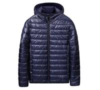 KUIH Men's Down Jackets UK Clearance Warm Lightweight Padded Puffer Jacket with Hood Full Zip Quilted Coats Puffy Coat Windbreaker Thermal Hoodies Warm Outerwear for Hiking Camping Travelling