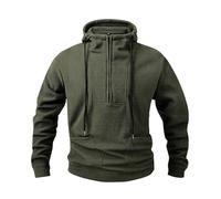 KUIH Mens Hoodies Warm Military Fleece Sweatshirt Half Zip Pullover Hoodie Workwear Autumn Winter Hoody Solid Casual Long Sleeve Sweatshirts with Pockets Thermal Sweater Jumper Plus Size Army Green