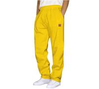 KUIH Mens Joggers Bottoms Fleece Open Bottom Sweatpant Straight Leg Activewear Tracksuit Bottoms Elasticated Waist Sports Jogging Bottom Thermal Warm Track Pant for Workout Gym Daily Work Yellow