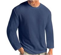 KUIH Mens Jumpers Lightweight Knitting Crew Neck Sweatshirt Plain Sweater Tops Loose Casual Pullover Outdoor Sweatshirt Workwear Casual Long Sleeve Shirts Spring Autumn T Shirts Plus Size Dark Blue