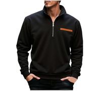 KUIH Men's Jumpers Quarter Zip Knitted Sweater Lightweight Pullover Sweatshirt Mock Neck Half Zip Jumper Long Sleeve Tops Solid Work Jumpers Classic Fashion Golf Shirts Autumn Winter Tops
