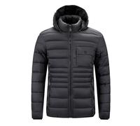 KUIH Mens Puffer Jackets UK Clearance Thicken Quilted Padded Jacket Winter Coat Warm Outerwear Hooded Coat Thermal Hoodie Long Sleeve Overcoat Windbreaker Plain Zip Up Hoodie Quilted Coats