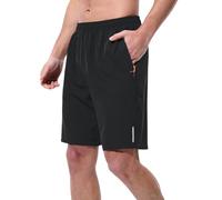 KUIH Mens Running Shorts with Zip Pocekts Quick Dry Gym Shorts Joggers Lightweight Breathable Solid Color Elasticated Waist Pants Holiday Trousers Men's Essentials Sports Activewear Black