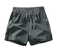 KUIH Mens Shorts Quick Dry Summer Running Training Workout Shorts with Zip Pockets Gym Short Lightweight Jogger Sweat Pants Elasticated Waist Men's Essentials Sports Activewear Gym Bottoms Army Green