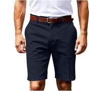 KUIH Men's Shorts, Summer Cotton Casual Business Formal Shorts Solid Color Elastic Waist Stretchy Cargo Chino Short Lightweight Sports Hiking Running Short Pants