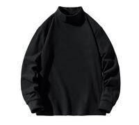 KUIH Men's Sweaters Casual Autumn Fleece Lined Pullover Tops Loose Fit Turtle Neck Sweater Long Sleeve Sweatshirts Plain Jumper Warm Underwear Comfort Cosy Pullovers T-shirts Plus Size Black