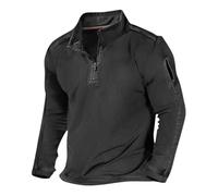 KUIH Mens Sweatshirt 1/4 Zip Jumper Tactical Military Pullover Combat Sweatshirts Lightweight Casual Long Sleeve Shirts Sports Golf Top Breathable Polo T Shirts Plain Sweater Activewear Black