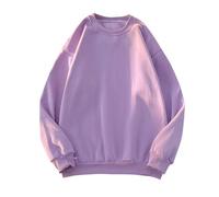 KUIH Mens Sweatshirt Basic Plain Pullover Workwear Casual Crewneck Jumper Sweater Lightweight Comfy Fleece Top Oversized Sweater Long Sleeve Shirts T-shirts Outerwear Athletic Workwear Purple