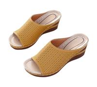 KUIH Orthopedic Sandals Women UK Clearance, Wedge Heel Walking Sandals with Arch Support Slip On Fish Mouth Shoes Open Toe Beach Sandals Sports Summer Sandals for Hiking, Outdoors & Trekking Size 3-8