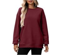 KUIH Oversized Sweatshirt Women Plus Size Fleece Pullover Sweater Ladies Crewneck Jumper Basic Loose Sweat Tops Solid Casual Warm Top Autumn Winter Longline Sweatshirts for Women UK