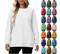 KUIH Oversized Sweatshirt Women Plus Size Fleece Pullover Sweater Ladies Crewneck Jumper Basic Loose Sweat Tops Solid Casual Warm Top Autumn Winter Longline Sweatshirts for Women UK