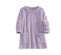 KUIH Oversized Sweatshirt Women Sherpa Fleece Jacquard Jumper Long Sleeve Crew Neck Sweatshirt with Pockets Soft Warm Cozy Lounge Pullover Pj Tops Fuzzy Fluffy Tops Autumn Winter Coats