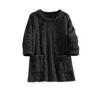 KUIH Oversized Sweatshirt Women Sherpa Fleece Jacquard Jumper Long Sleeve Crew Neck Sweatshirt with Pockets Soft Warm Cozy Lounge Pullover Pj Tops Fuzzy Fluffy Tops Autumn Winter Coats