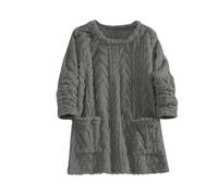 KUIH Oversized Sweatshirt Women Sherpa Fleece Jacquard Jumper Long Sleeve Crew Neck Sweatshirt with Pockets Soft Warm Cozy Lounge Pullover Pj Tops Fuzzy Fluffy Tops Autumn Winter Coats