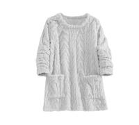 KUIH Oversized Sweatshirt Women Sherpa Fleece Jacquard Jumper Long Sleeve Crew Neck Sweatshirt with Pockets Soft Warm Cozy Lounge Pullover Pj Tops Fuzzy Fluffy Tops Autumn Winter Coats