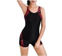 KUIH Plus Size Swimwear for Women Tankini Sleeves Boyleg One Piece Swimsuit Sport Swimming Costume Modest Athletic Racerback Swimwear UK Size 8-18