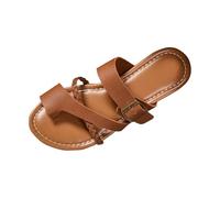 KUIH Sandals for Women, Bunion Corrector Flat Sandals Wide Fit Sliders Ladies Faux Leather Open Toe Slip On Slippers Summer Shoes Orthopedic Travel Holiday Essentials