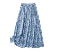 KUIH Skirts for Women UK 2025 Summer Floral Print Boho Long Skirts for Ladies Elasticated Waist A Line Maxi Skirt Party Dress Holiday Vacation Beach Clothes Blue