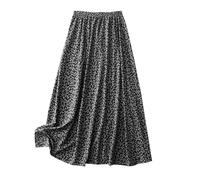 KUIH Skirts for Women UK Summer Floral Boho Long Skirts for Ladies Elasticated Waist A Line Maxi Skirt Party Dress Holiday Vacation Beach Clothes Black