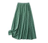 KUIH Skirts for Women UK Summer Floral Boho Long Skirts for Ladies Elasticated Waist A Line Maxi Skirt Party Dress Holiday Vacation Beach Clothes Green