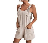 KUIH Summer Dungarees for Women UK Shorts Summer Wide Leg Rompers Adjustable Straps Jumpsuits with Pockets Beach Jumpsuit for Women UK Plus Size Bib Overalls Loose Casual Ladies Playsuits for Summer