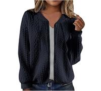 KUIH Summer Jackets for Women UK Casual Jacquard Bomber Jackets Lightweight Long Sleeve Coat Zip Up Outerwear Loose Cardigan Jacket Fashion Ladies Zipper Sweatshirt Going Out Y2K Streetwear Dark Blue