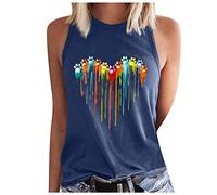KUIH Summer Tops for Women UK Sleeveless Crewneck Tank Top Cute Dog Paw Graphic Print T Shirts Cotton Ladies Loose Tops Women's Camisoles & Vests Plus Size Fashion Vest Casual Tees Going Out Tops