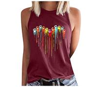 KUIH Summer Tops for Women UK Sleeveless Crewneck Tank Top Cute Dog Paw Graphic Print T Shirts Cotton Ladies Loose Tops Women's Camisoles & Vests Plus Size Fashion Vest Casual Tees Going Out Tops