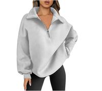 KUIH Sweatshirts for Women UK Clearance Ladies 1/4 Zip Sweatshirt Long Sleeve Tops for Women UK Plus Size Sweatshirts Loose Lapel Zipper Sweatshirts Casual Pullover Tops Shirts Fall Clothing