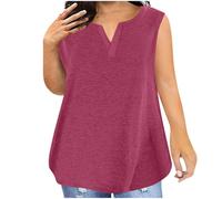 KUIH Vest Tops for Women UK Plus Size,Loose Sleeveless Blosue Solid Color V Neck Shirts Tops Sleeveless T Shirts Oversized Tank Tops Tunic Shirt Cotton Camisole Top Ladies Clothes