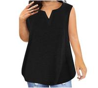 KUIH Vest Tops for Women UK Plus Size,Loose Sleeveless Blosue Solid Color V Neck Shirts Tops Sleeveless T Shirts Oversized Tank Tops Tunic Shirt Cotton Camisole Top Ladies Clothes