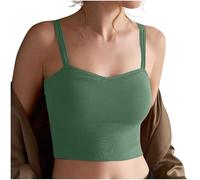 KUIH Vest Tops for Women UK,Single Breasted Bra Vest Tops with Built in Padded Bra, Spaghetti Strap Cami Top Support Yoga Sports Bra Top Gym Running Bottoming Cotton Tank Tops Workout Vest Tops