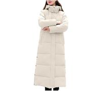 KUIH Winter Jackets for Women UK 2024,Long Puffer Jacket Winter Maxi Coat Zip Up Hooded Down Coat Warm Outerwear Ladies Padded Quilted Jackets Mid Length Quilted Jackets Long Winter Coat White