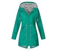 KUIH Women’s Lightweight Softshell Jacket with Hood Waterproof Ladies Rain Coat Functional Jacket Ladies Windbreaker Breathable Raincoat Hooded Long Coats for Hiking