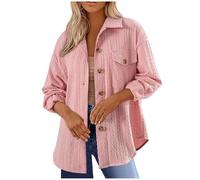 KUIH Women’s Winter Jacket Shacket Shirt Casual Oversize Corduroy Jacket Button Down Plaid Jacket Casual Coat Long Sleeve Outerwear Autumn Jacket Oversize Baggy Shacket Going Out Top Trendy Clothing