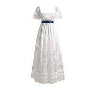 KUIH Women Vintage Regency Dresses Women Medieval Victorian High Waist Retro Regency Dress Empire Waist Dress Ladies Retro Ribbon Ruffled Puff Sleeve Dress for Tea Party Parties Weddings and Gala
