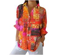 KUIH Womens Blouses Long Sleeve Button Down Shirts Open Front Dressy Floral Printed Blouses Business Casual Work Tops Point Collar Floral T-Shirts Summer Spring Tunic Tops for Women Plus Size S-3XL