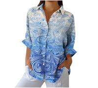 KUIH Womens Blouses Long Sleeve Button Down Shirts Open Front Dressy Floral Printed Blouses Business Casual Work Tops Point Collar Floral T-Shirts Summer Spring Tunic Tops for Women Plus Size S-3XL