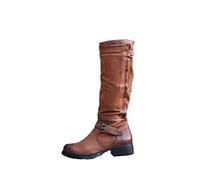 KUIH Womens Boots 2024 Clearance,British Knight Boots Zipper Low Heels Wellies Leather Waterproof Boot Slim Calf Boots Ladies Working Booties Winter Boots Womens Plus Size 3-8